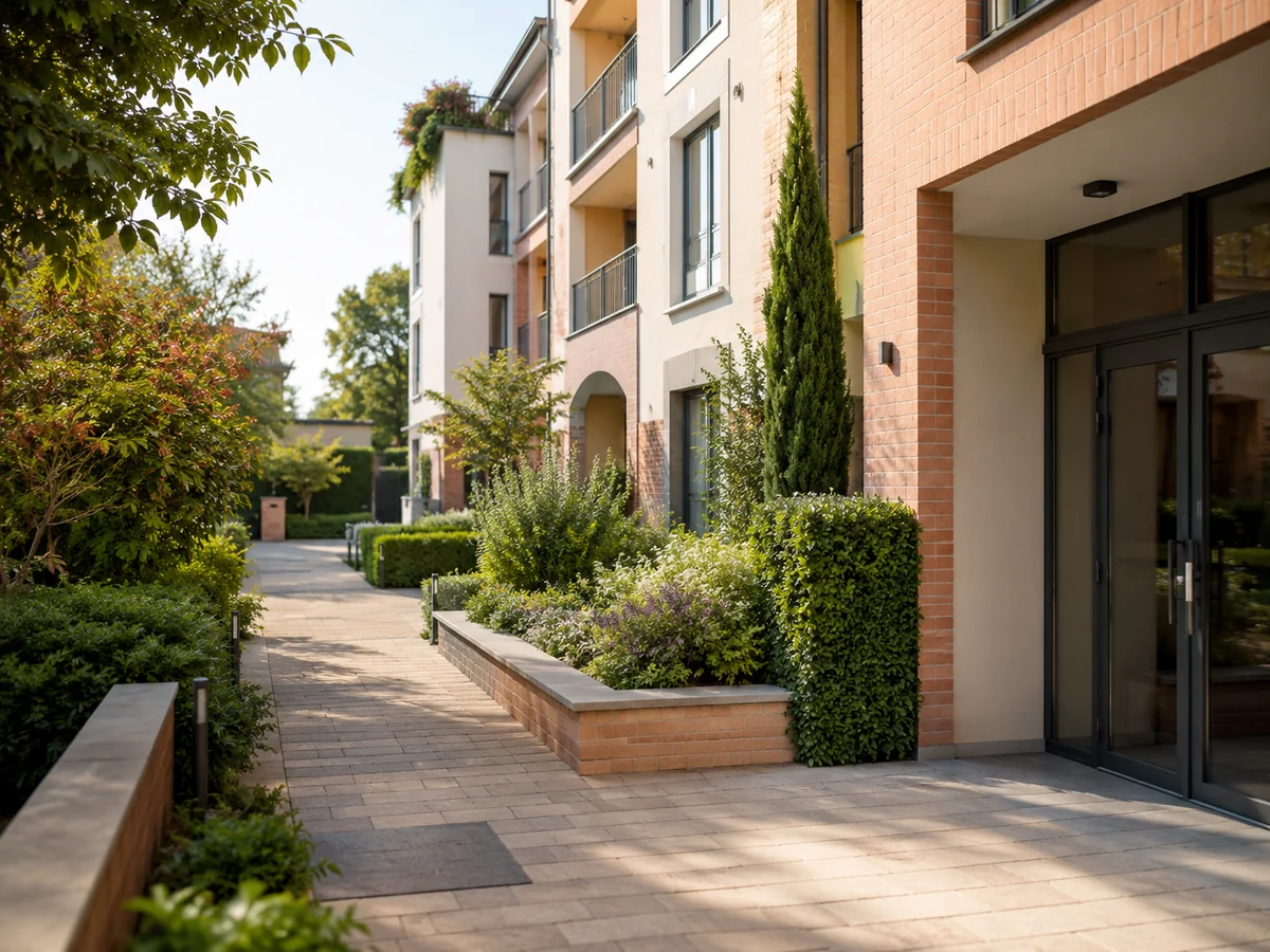 Abords paysagers et entrée de résidence entretenus à Blagnac