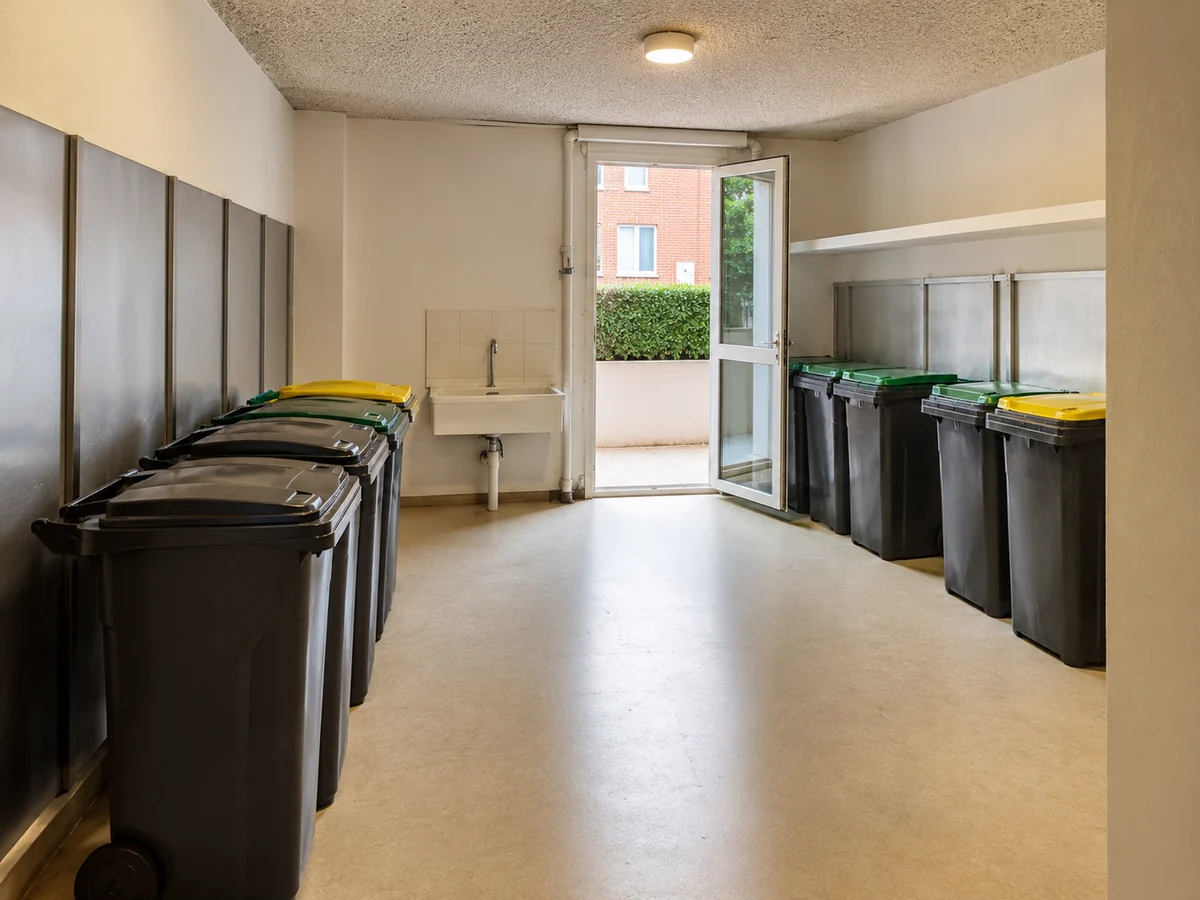 Local poubelles de copropriété propre et organisé à Toulouse